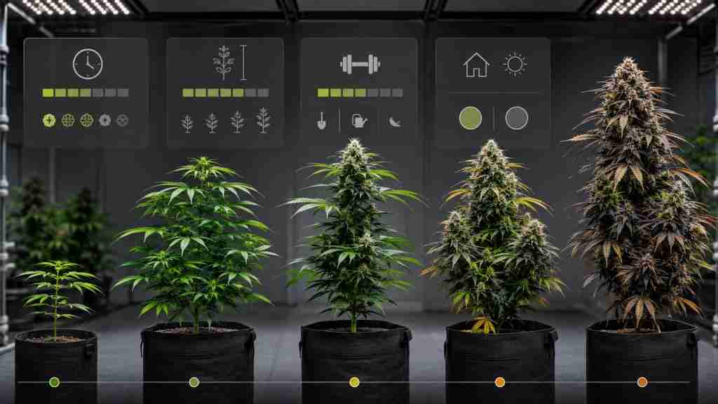 Cannabis genetics and growth dashboard used to compare breeder lines and strain traits